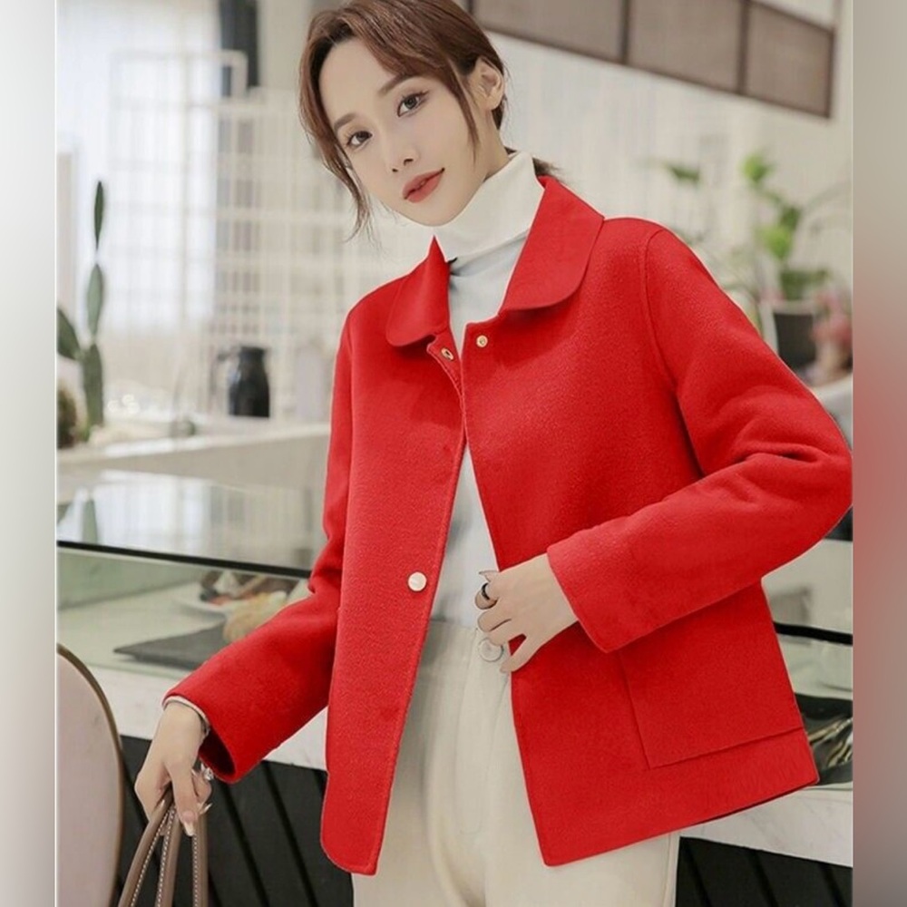 Joans, New York signature women’s size 12 cropped blazer red striped‎ textured